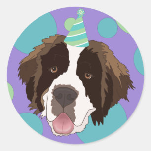 Saint Bernard Birthday Runder Aufkleber