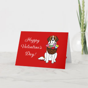 Saint Bernard Cartoon Valentinstag Feiertagskarte