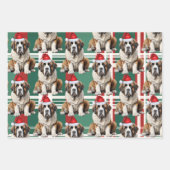 Saint Bernard Christmas Dog Red Green Plaid Geschenkpapier Set (Vorderseite 2)