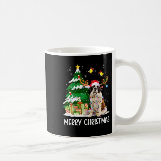 Saint Bernard Christmas Lights Tree Santa Xmas Paj Kaffeetasse (Rechts)