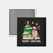 Saint Bernard Christmas Lights Tree Santa Xmas Paj Magnet (Vorderseite/Rückseite)