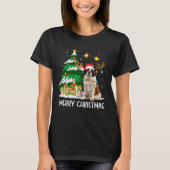 Saint Bernard Christmas Lights Tree Santa Xmas Paj T-Shirt (Vorderseite)