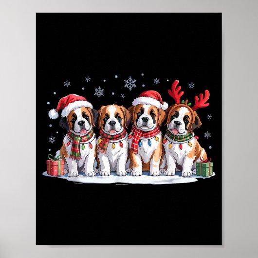 Saint Bernard Christmas Pupes Dog Lovers Funny Hol Poster (Vorne)