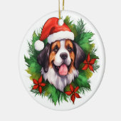 Saint Bernard Christmas Wreath Keramik Ornament (Links)