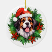 Saint Bernard Christmas Wreath Keramik Ornament (Hinten)
