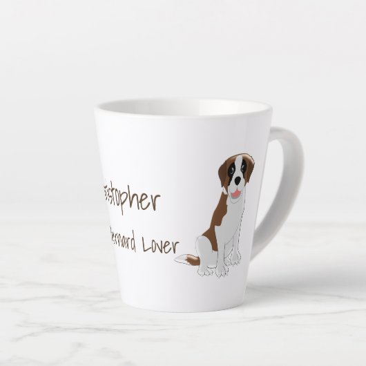 Saint Bernard Design Personalisiert Milchtasse (Rechte Ecke)