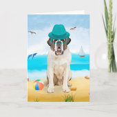 Saint Bernard Dog am Strand Karte (Vorderseite)