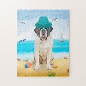 Saint Bernard Dog am Strand Puzzle (Vertikal)