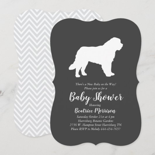 Saint Bernard Dog Baby Duwer Gender Neutral Einladung (Vorne/Hinten)