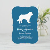 Saint Bernard Dog Baby Shower Boy Blue Einladung (Stehend Vorderseite)