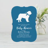 Saint Bernard Dog Baby Shower Boy Blue Einladung (Stehend Vorderseite)