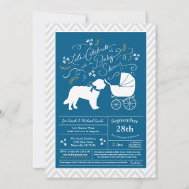 Saint Bernard Dog Baby Shower Boy Blue Einladung