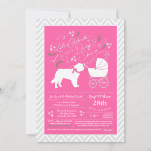 Saint Bernard Dog Babydusche Girl Pink Einladung