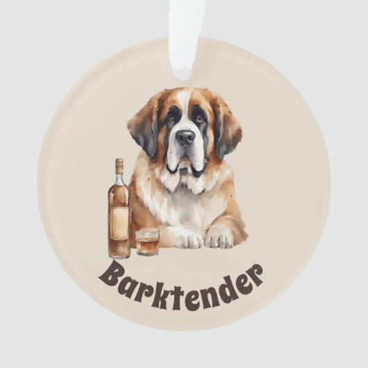 Saint Bernard Dog Barktender Extraordinair Ornament (Vorderseite)