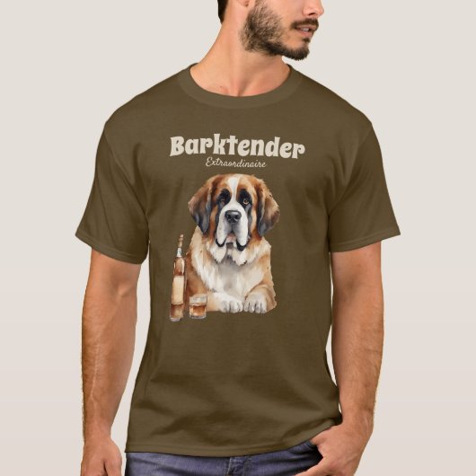 Saint Bernard Dog Barktender Extraordinair T-Shirt (Vorderseite)
