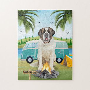Saint Bernard Dog Camping Puzzle