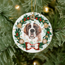 Saint Bernard Dog Christmas Cookie Wreath Keramik Ornament