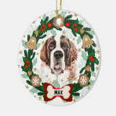 Saint Bernard Dog Christmas Cookie Wreath Keramik Ornament (Links)