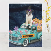 Saint Bernard Dog Halloween Lkw Beängstigende Nach Karte (Gelbe Blume)