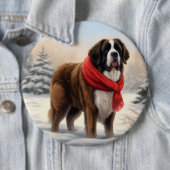 Saint Bernard Dog im Schnee Weihnachten Button (Beispiel)