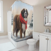 Saint Bernard Dog im Schnee Weihnachten Duschvorhang (Beispiel)