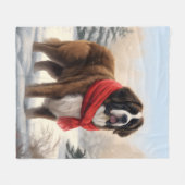 Saint Bernard Dog im Schnee Weihnachten Fleecedecke (Vorderseite (Horizontal))