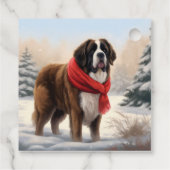 Saint Bernard Dog im Schnee Weihnachten Geschenkanhänger (Rückseite)