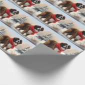 Saint Bernard Dog im Schnee Weihnachten Geschenkpapier (Ecke)