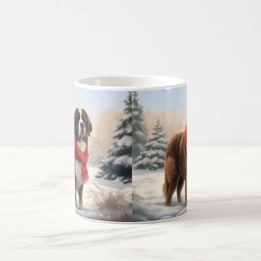Saint Bernard Dog im Schnee Weihnachten Kaffeetasse (Mittel)