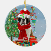 Saint Bernard Dog im Schnee Weihnachten Keramik Ornament (Hinten)