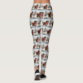 Saint Bernard Dog im Schnee Weihnachten Leggings (Rückseite)