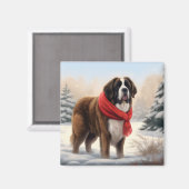 Saint Bernard Dog im Schnee Weihnachten Magnet (Vorderseite/Rückseite)