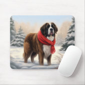 Saint Bernard Dog im Schnee Weihnachten Mousepad (Mit Mouse)