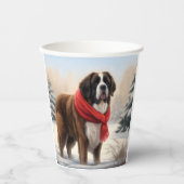 Saint Bernard Dog im Schnee Weihnachten Pappbecher (Vorderseite)