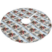 Saint Bernard Dog im Schnee Weihnachten Polyester Weihnachtsbaumdecke (Schrägansicht)
