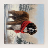 Saint Bernard Dog im Schnee Weihnachten Puzzle (Horizontal)