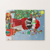 Saint Bernard Dog im Schnee Weihnachten Puzzle (Horizontal)