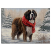 Saint Bernard Dog im Schnee Weihnachten Schneidebrett (Vorderseite)