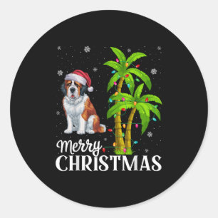Saint Bernard Dog Lovers Men Xmas Tremlicht Runder Aufkleber