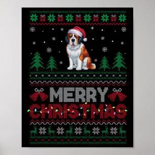 Saint Bernard Dog Lovers Weihnachtsmannmütze Weihn Poster