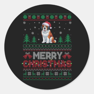 Saint Bernard Dog Lovers Weihnachtsmannmütze Weihn Runder Aufkleber