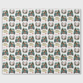 Saint Bernard Dog Retro Truck Monogramm Weihnachte Geschenkpapier (Flach)