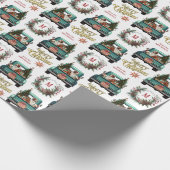 Saint Bernard Dog Retro Truck Monogramm Weihnachte Geschenkpapier (Ecke)
