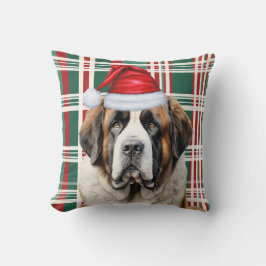 Saint Bernard Dog Seasonal Plaid Christmas Holiday Kissen
