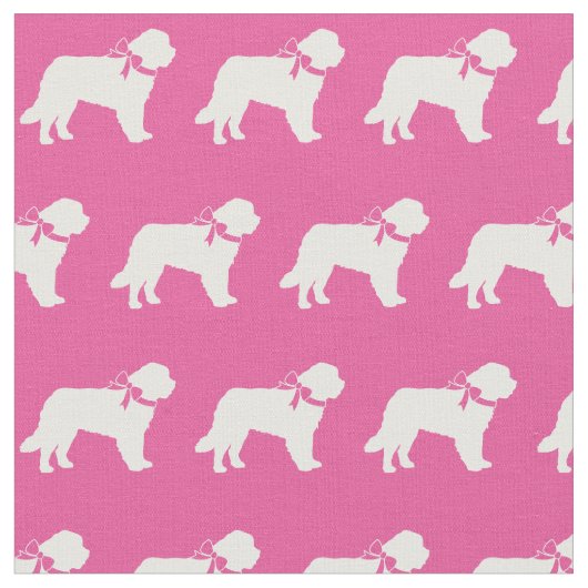 Saint Bernard Dog Silhouette Pet Pink Stoff (Nahaufnahme)