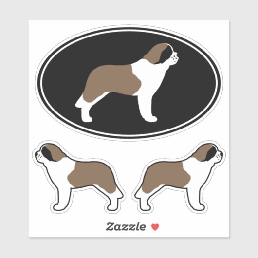 Saint Bernard Dog Silhouetten Vinyl Sticker Set (Blatt)