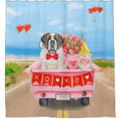 Saint Bernard Dog Valentine's Day Truck Dusche Duschvorhang (Vorderseite)