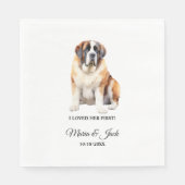 Saint Bernard Dog Wedding Napkins mit Foto Serviette (Vorderseite)