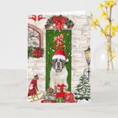 Saint Bernard Dog Weihnachten Karte (Gelbe Blume)