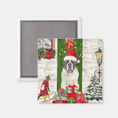 Saint Bernard Dog Weihnachten Magnet (Vorderseite/Rückseite)